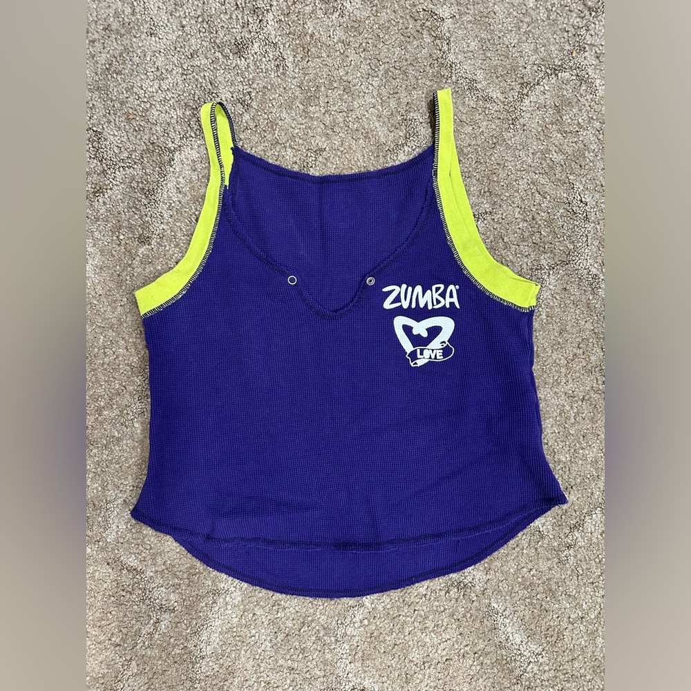 RARE - ZUMBA Purple and Green Tank Top Crop Top!